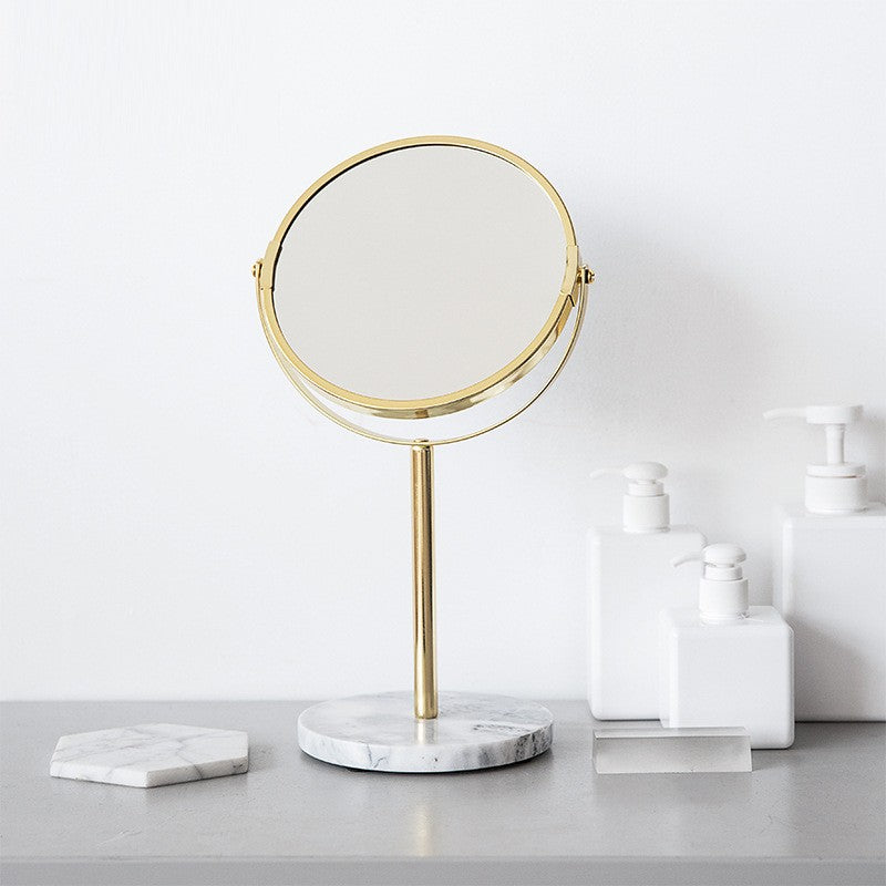 Miroir de maquillage sur pied avec base effet marbre
