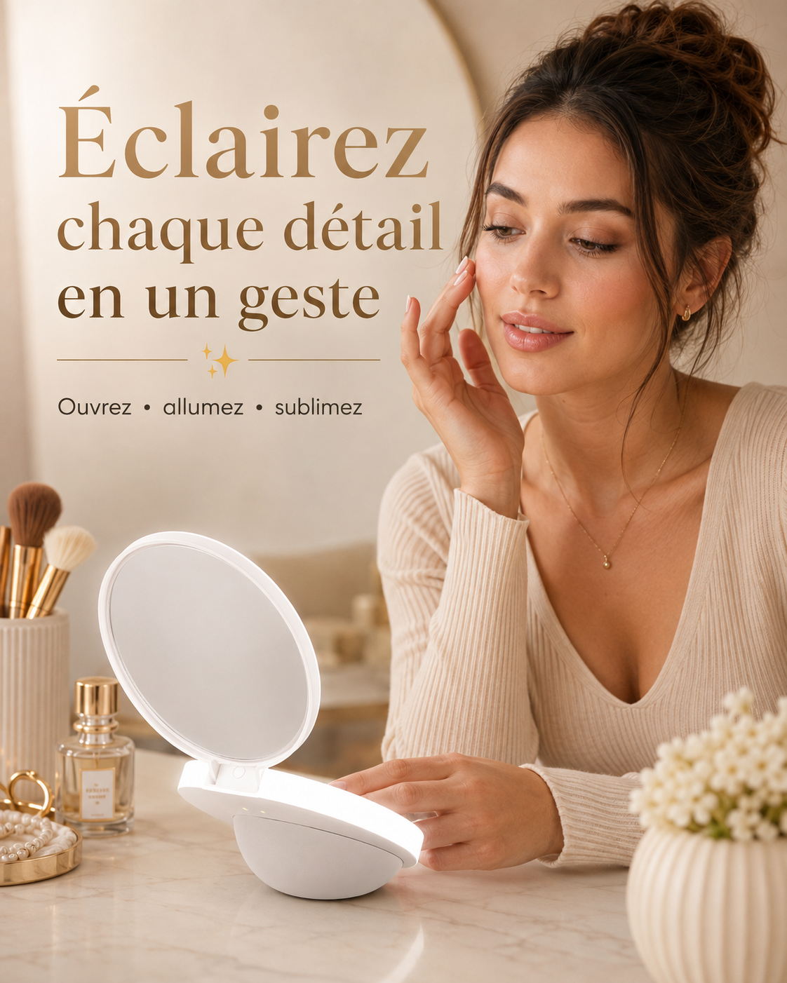 Miroir LED Compact Pliable – Votre Beauté, Toujours Bien Éclairée ✨