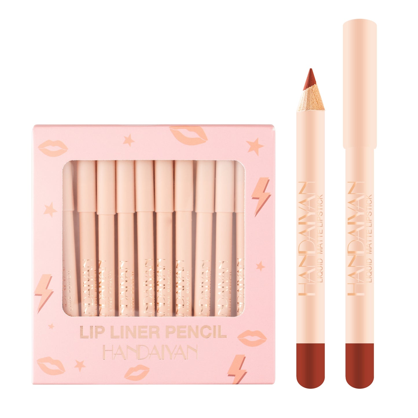 Coffret de 12 Crayons Contour des Lèvres Mats | Couleurs Élégantes & Maquillage Précis