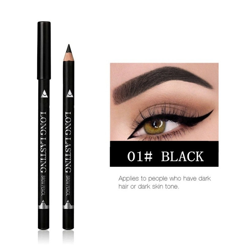 Wooden Pole Waterproof Anti-Sweat Anti-Blooming Dual-Purpose Eyebrow Pen Eyeliner （MOQ 12PCS）