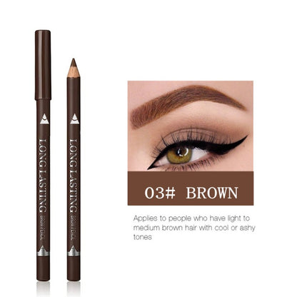 Wooden Pole Waterproof Anti-Sweat Anti-Blooming Dual-Purpose Eyebrow Pen Eyeliner （MOQ 12PCS）
