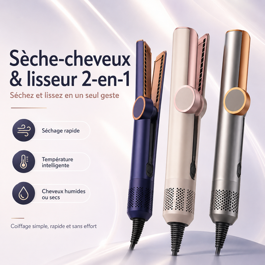 Sèche-Cheveux & Lisseur 2-en-1 – Séchage Rapide et Coiffage Simplifié