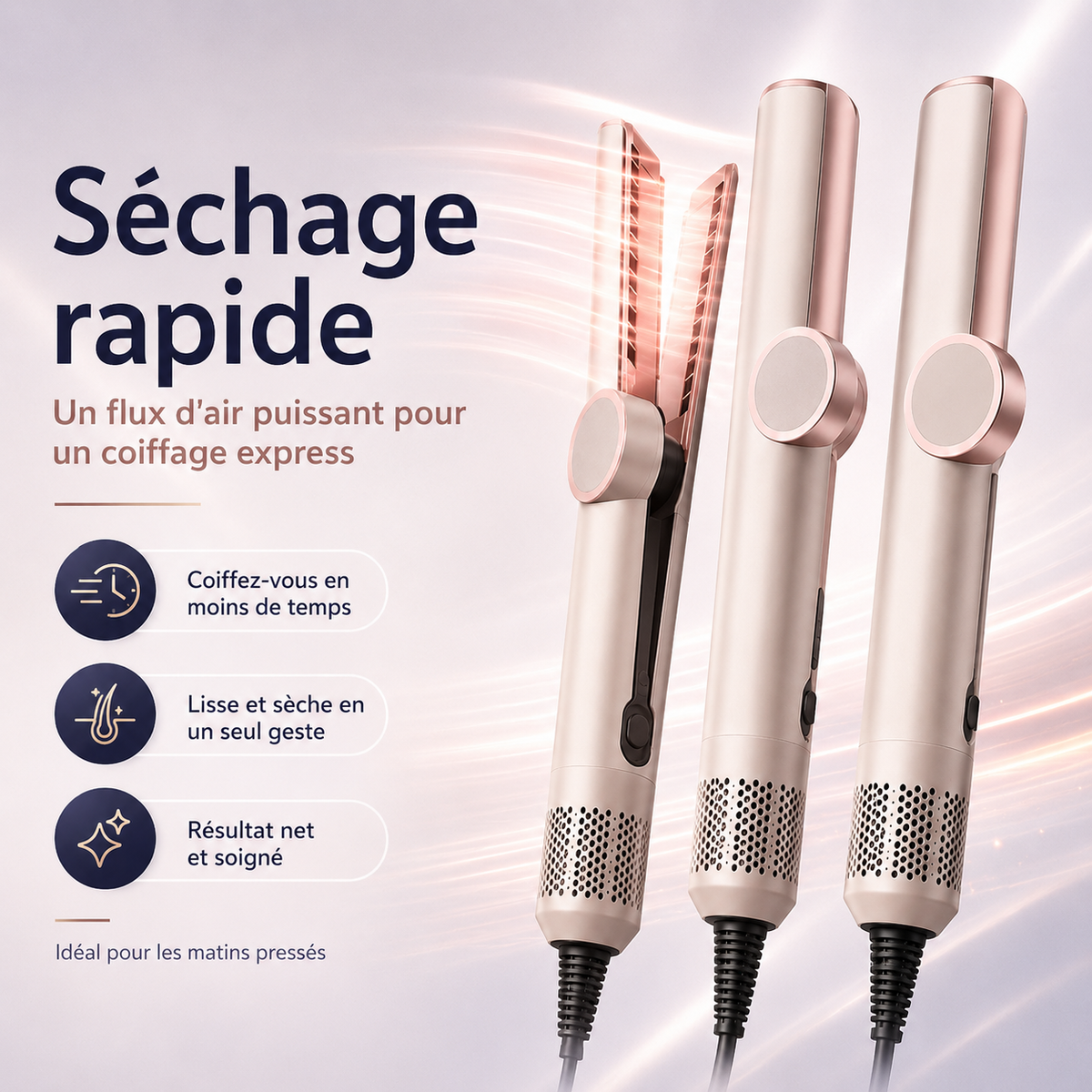 Sèche-Cheveux & Lisseur 2-en-1 – Séchage Rapide et Coiffage Simplifié