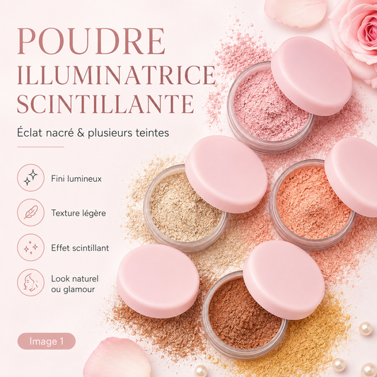 Poudre Illuminatrice Scintillante – Éclat Nacré & Plusieurs Teintes
