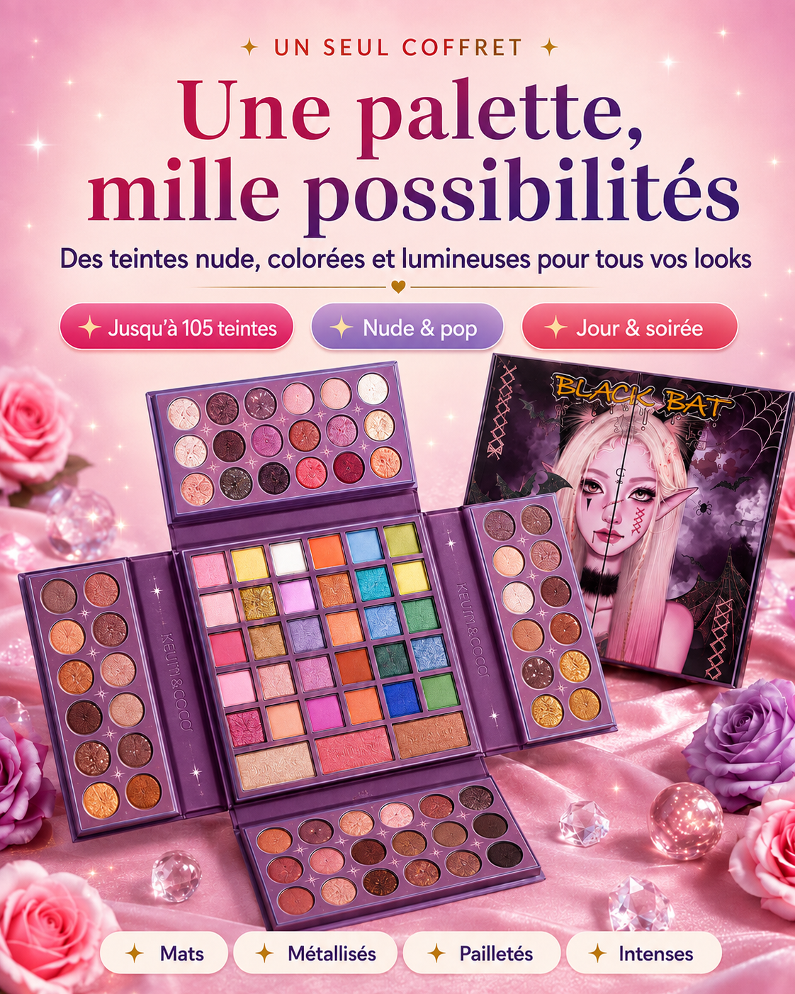 Palette de Maquillage XXL – Couleurs, Éclat & Créativité