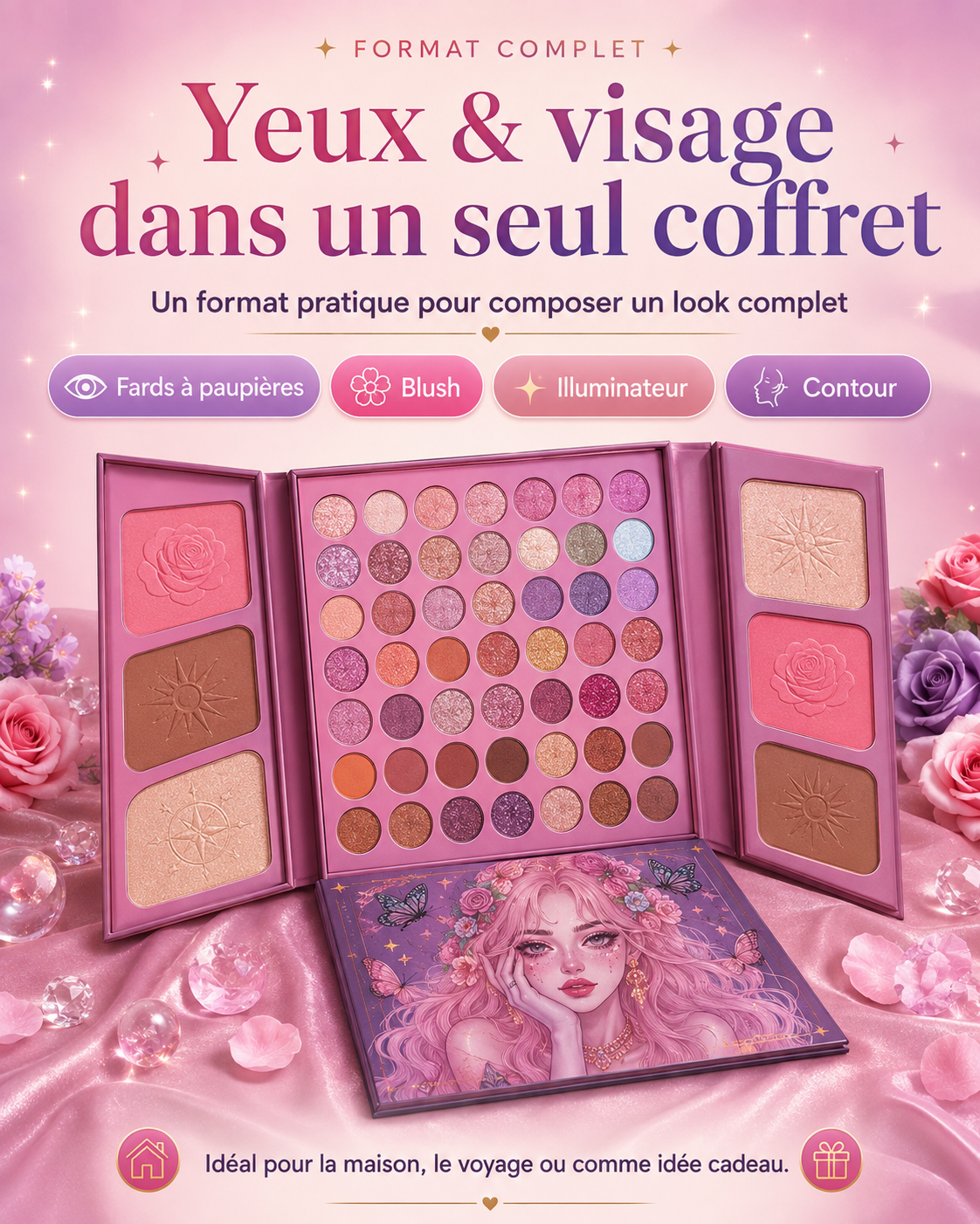 Palette de Maquillage XXL – Couleurs, Éclat & Créativité