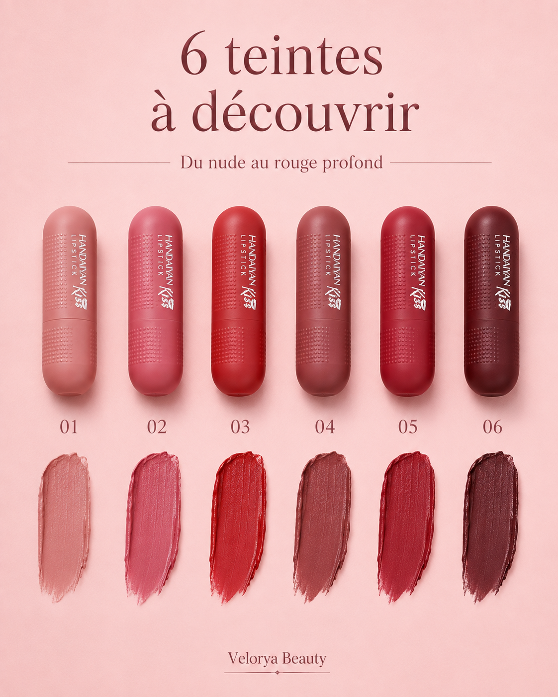 Coffret 6 Rouges à Lèvres Mats – Fini Velours
