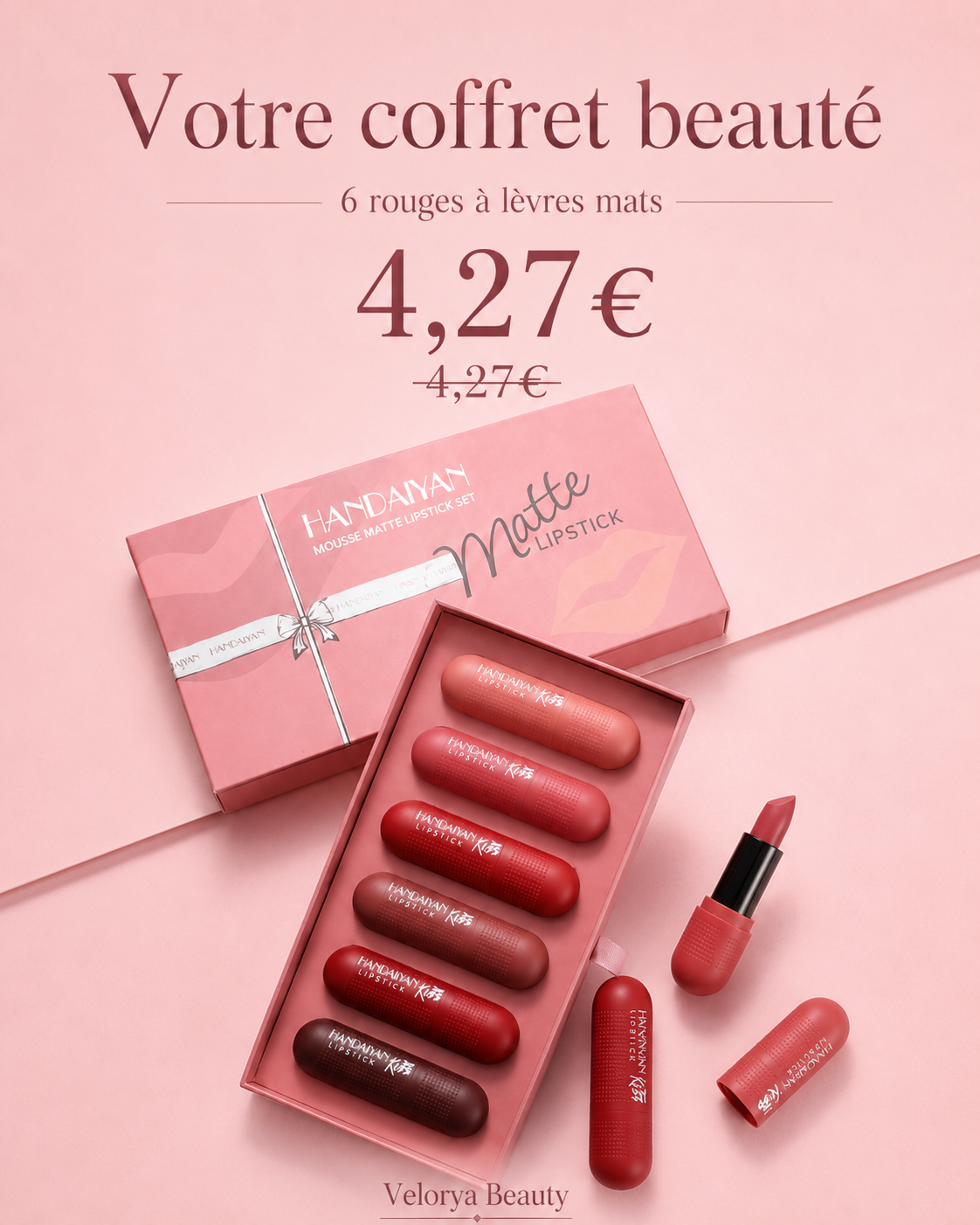 Coffret 6 Rouges à Lèvres Mats – Fini Velours