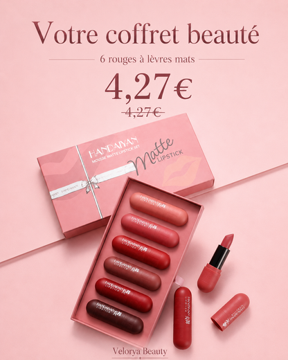 Coffret 6 Rouges à Lèvres Mats – Fini Velours