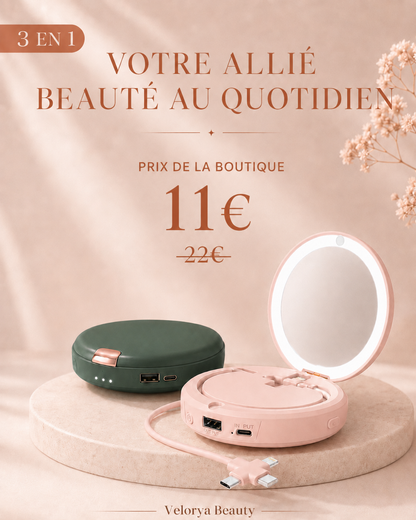 Chauffe-Mains 3-en-1 avec Miroir LED & Batterie Externe