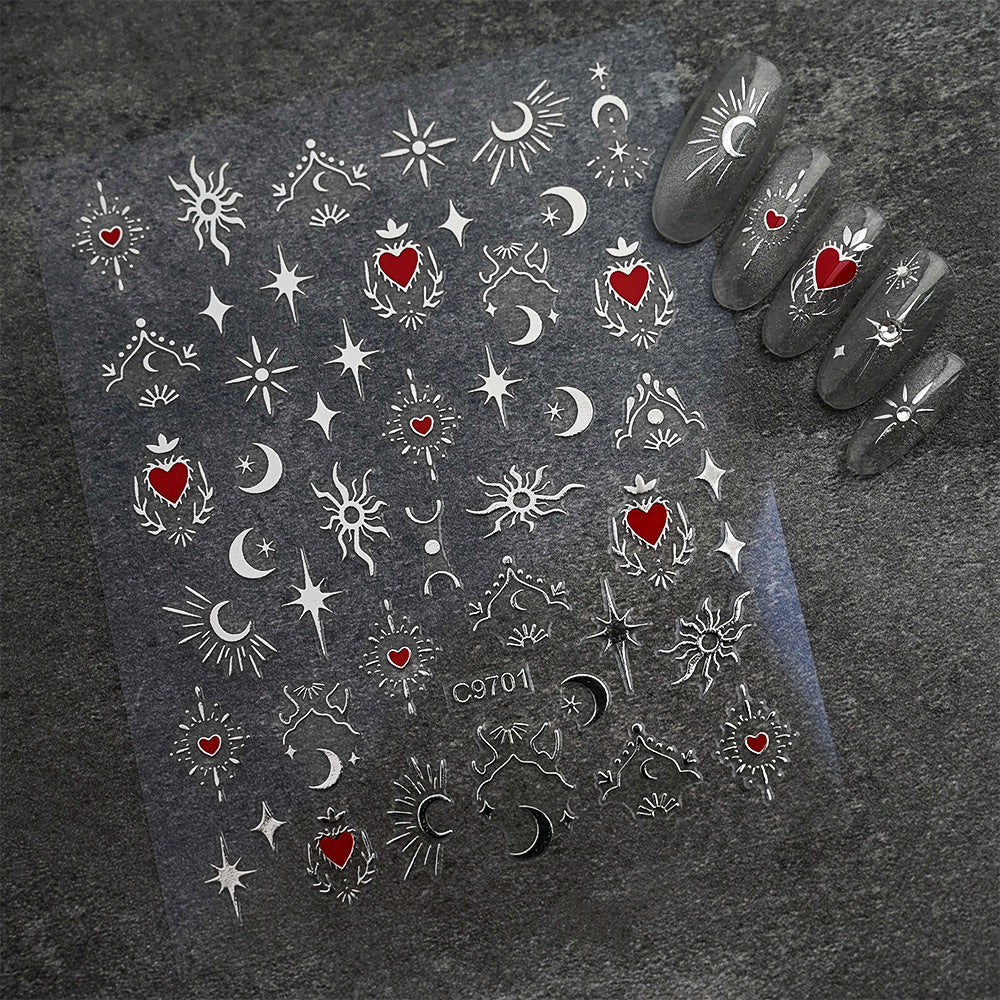 Autocollants nail art cœurs étoiles lunes | Créatifs