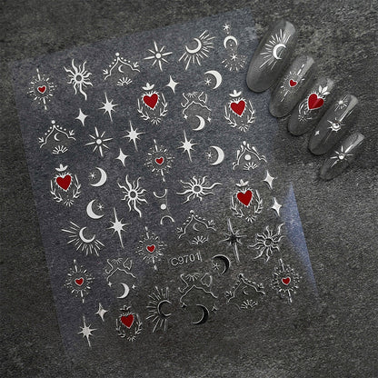 Autocollants nail art cœurs étoiles lunes | Créatifs