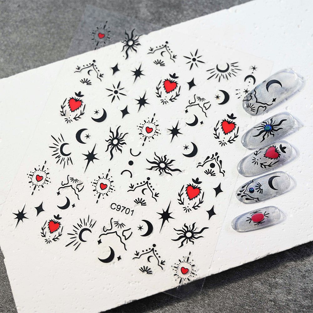 Autocollants nail art cœurs étoiles lunes | Créatifs