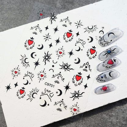 Autocollants nail art cœurs étoiles lunes | Créatifs