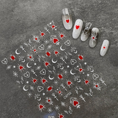 Autocollants nail art cœurs étoiles lunes | Créatifs