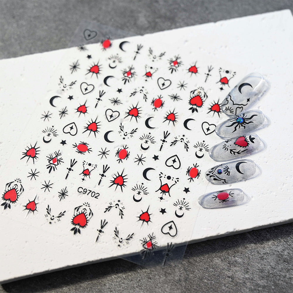 Autocollants nail art cœurs étoiles lunes | Créatifs
