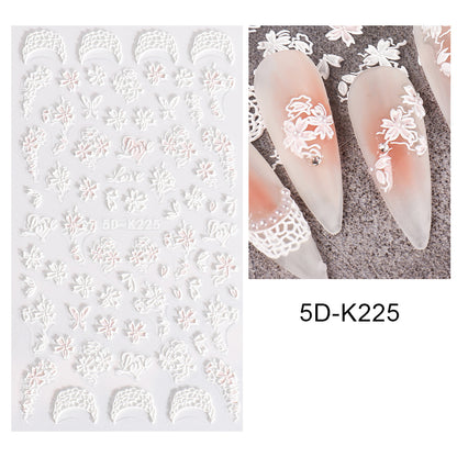 Autocollants nail art fleurs relief 3D | Manucure express