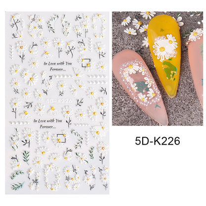 Autocollants nail art fleurs relief 3D | Manucure express