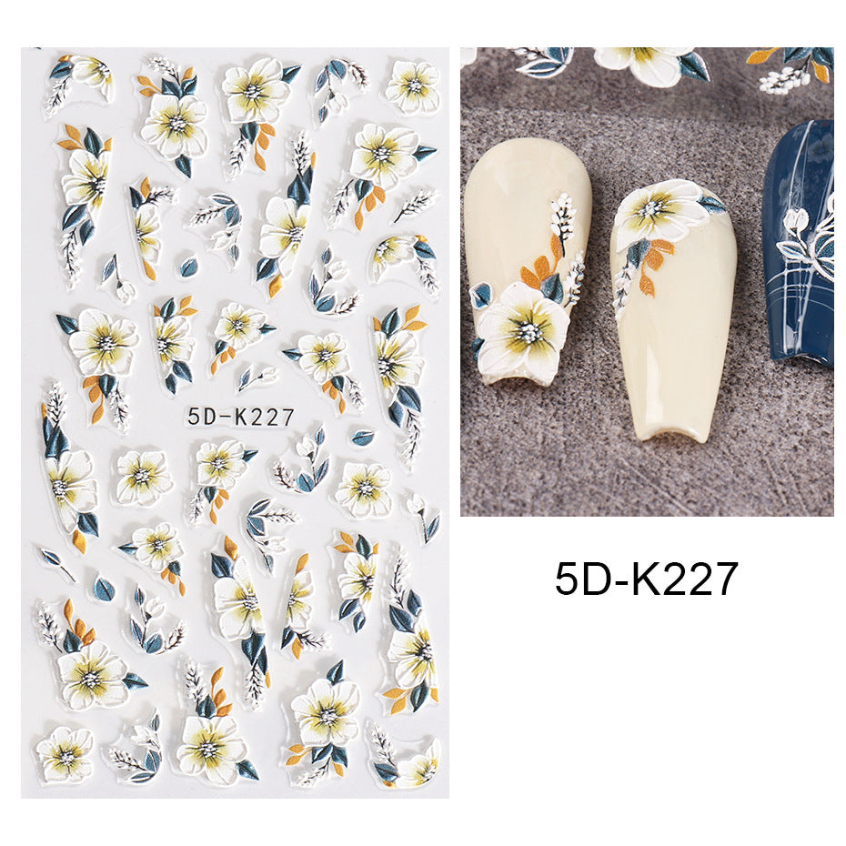 Autocollants nail art fleurs relief 3D | Manucure express