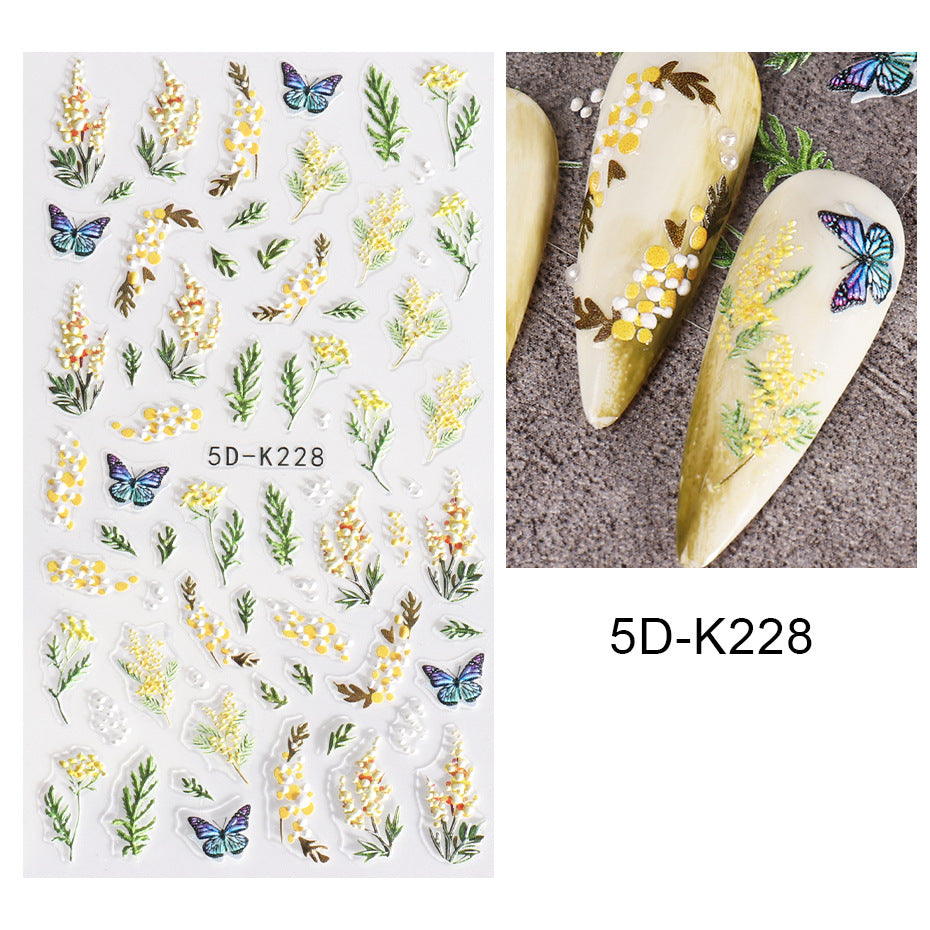 Autocollants nail art fleurs relief 3D | Manucure express