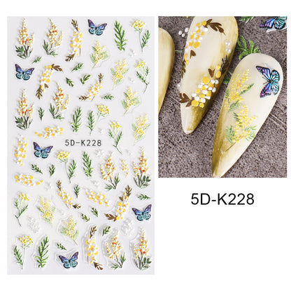 Autocollants nail art fleurs relief 3D | Manucure express
