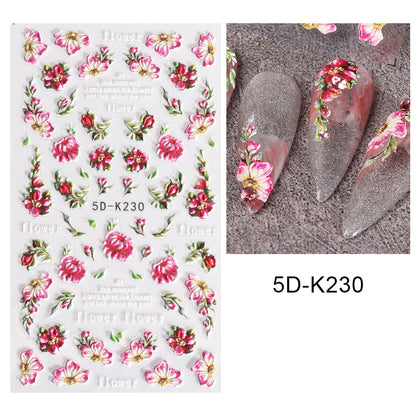 Autocollants nail art fleurs relief 3D | Manucure express