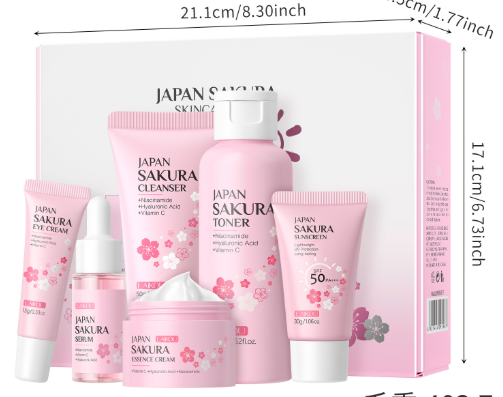Coffret Skincare Fleur de Cerisier 6 Pièces | Routine Douce & Peau Lumineuse
